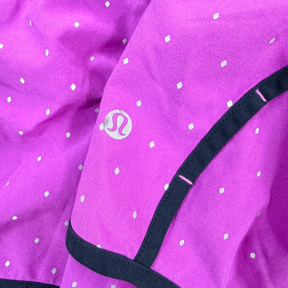 Lululemon Speed Up Shorts Purple Reflective Diamond Dot Black Trim Size 4